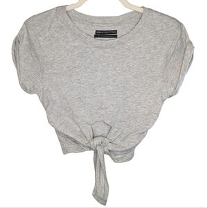 Urban Outfitters Women's Cotton Cropped Grey T-Shirt Tie Waist Size S/P